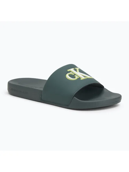 Papuci pentru bărbați Calvin Klein Jelly Mono PU Seaside Aqua/White alb
