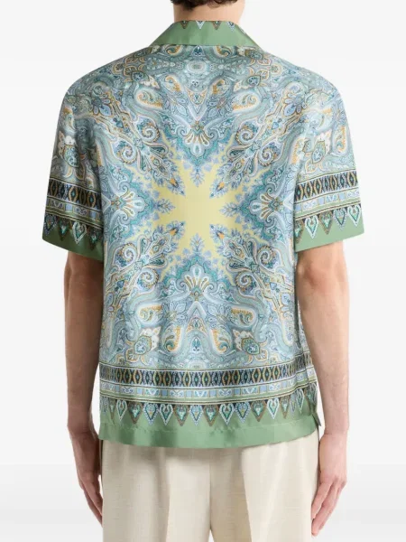 Cămașă Etro de mătase cu imagine cu model paisley albastru