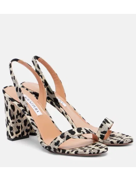 Sandale Aquazzura slingback din canvas negru