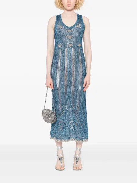Rochie midi Rabanne tricotate până la genunchi de costum albastru