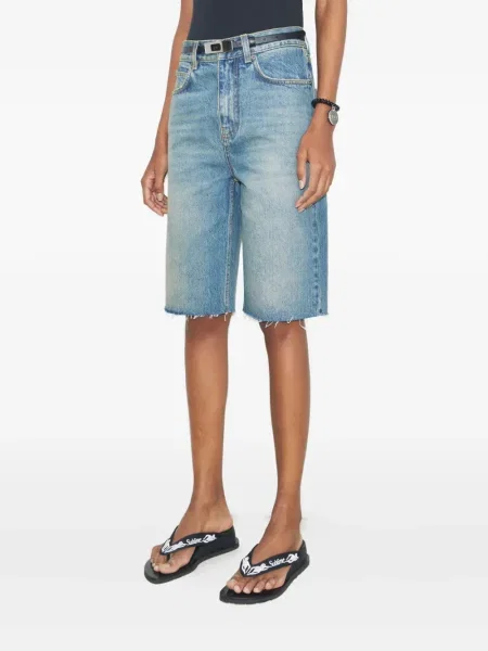 Pantaloni scurți din denim Tory Burch zdrențuiți albastru