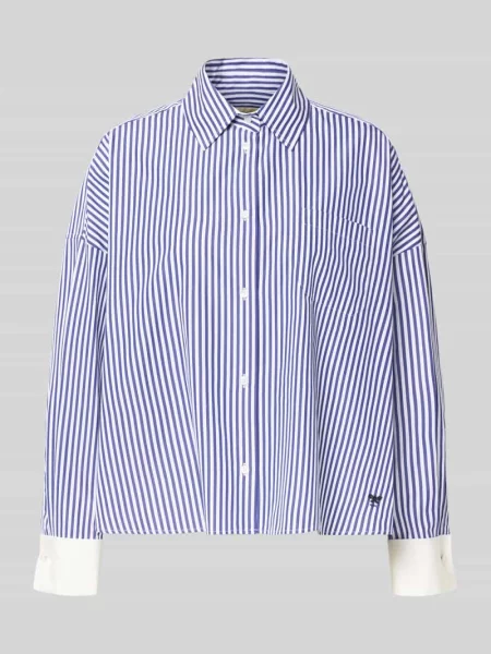 Bluzka koszulowa o kroju regular fit z czystej bawełny Weekend Max Mara granatowa