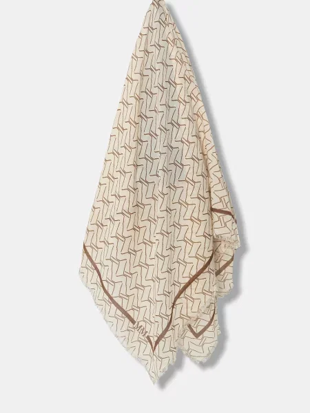 Тънък шал с вълна MM NEVADA с десен бежово