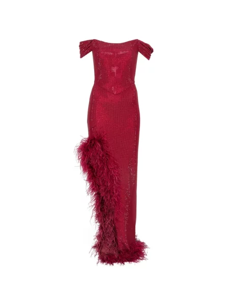 Rochie maxi Miron cu pene roșu