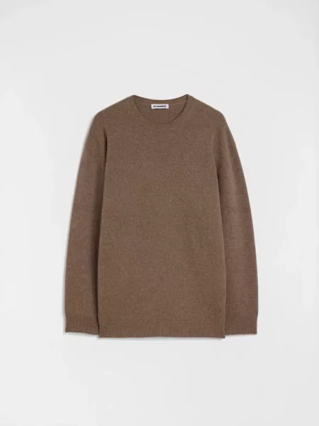 Pulover Jil Sander din cașmir cu decolteu rotund maro