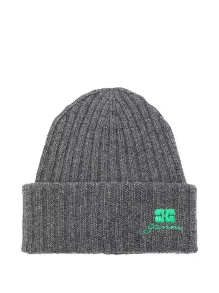 Căciulă Ganni cu broderie gri