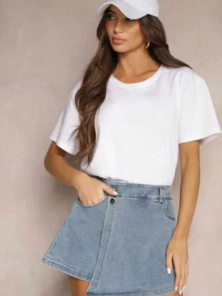 Asymetryczne Spódnico-Szorty z Bawełny Velvivia niebieskie