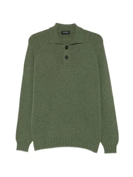 Lung tricou polo Tagliatore tricotate verde