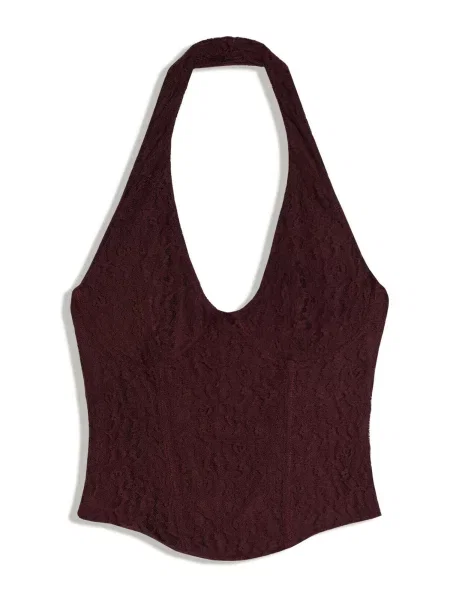 Bershka Top burgundy roșu