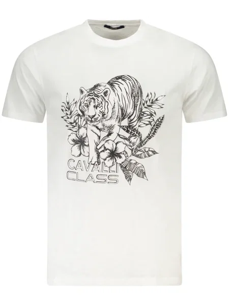 Tricou Cavalli Class scurt alb