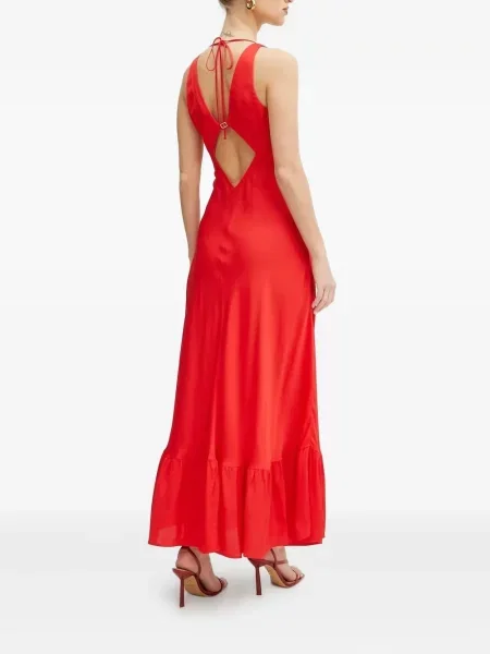 Rochie maxi Twinset cu volane roșu