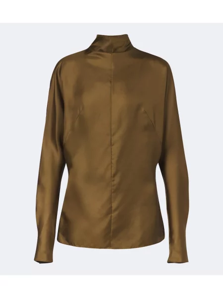 Top Mugler de mătase verde