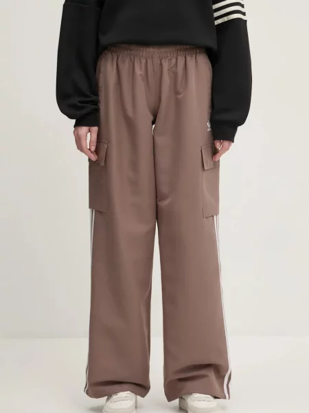 Adidas Originals pantaloni Adicolor Cargo Pants femei fason cargo high waist bej