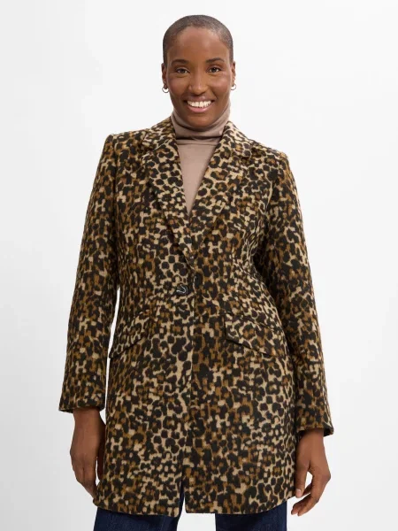 Vila Płaszcz wełniany Vileopolina Kobiety Sztuczne włókno wzorzysty 36 brązowy