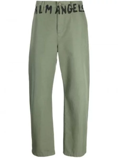 Pantaloni chino Palm Angels cu imagine verde