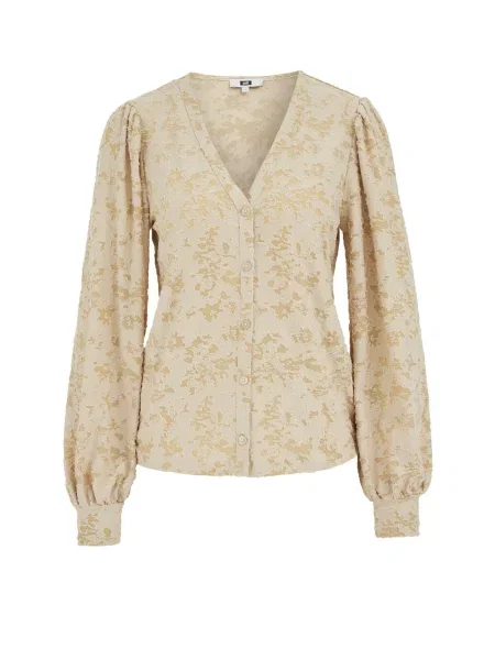 WE Fashion Bluză maro cămilă / deschis bej