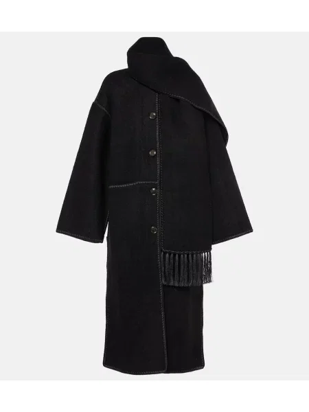 Вълнено палто Toteme бродирано черно