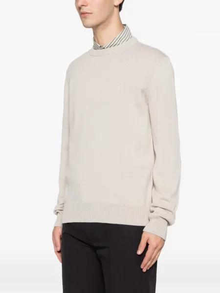 Пуловер Emporio Armani бродиран с кръгло деколте