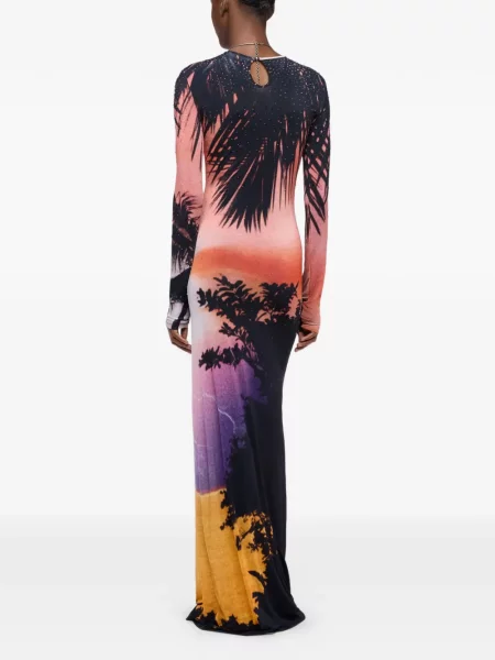 Rochie maxi Rabanne cu imagine negru