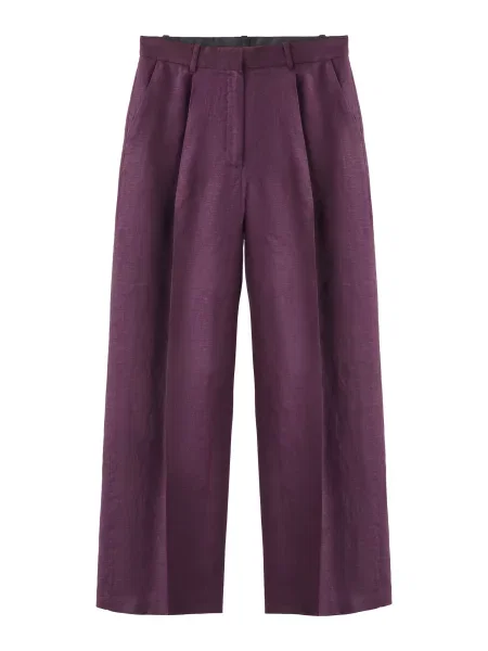 MANGO Pantaloni cu dungă Tempoli mov închis