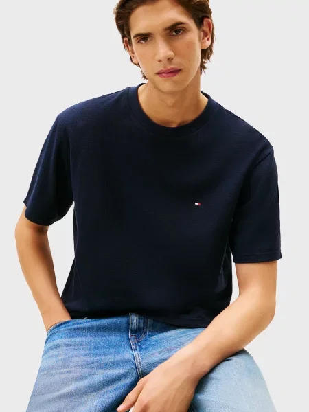 Футболка Tommy Hilfiger з крепу синя