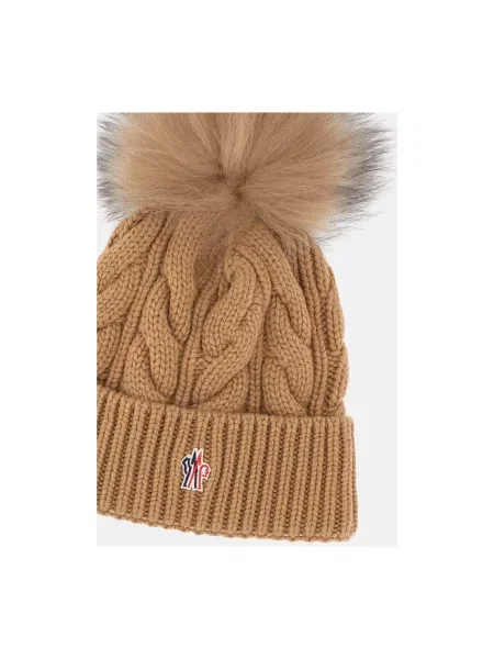 Czapka Moncler wełniana brązowa
