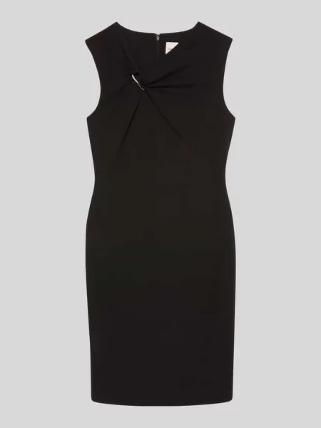 Dopasowana sukienka koktajlowa z dekoracyjną sprzączką Calvin Klein Womenswear czarna