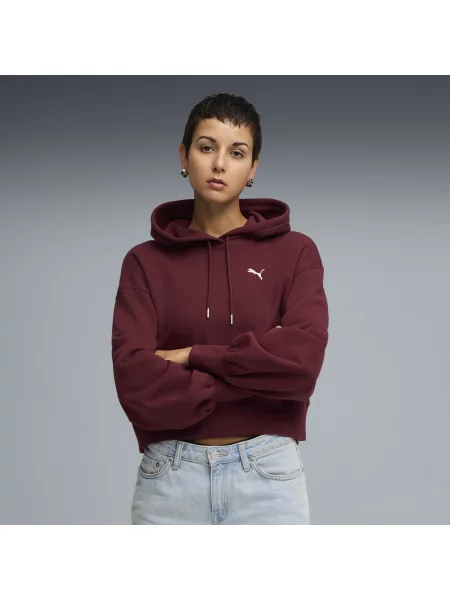 Bluza z kapturem WARDROBE ESS o luźnym skróconym kroju