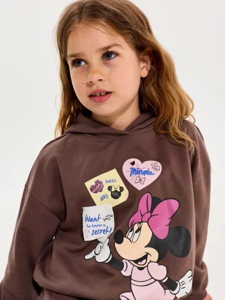 Sinsay mikina s potiskem Minnie Mouse hnědá