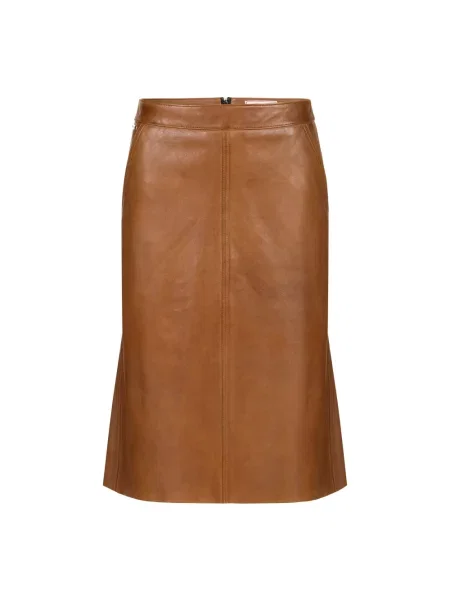 Spódnica skórzana Iceberg do kolan brązowa
