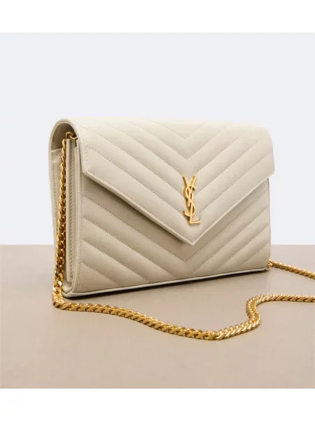 Kožený náhrdelník Saint Laurent biela