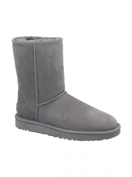 UGG Bőr hótaposó W Classic Short II gyapjú hozzáadásával szürke