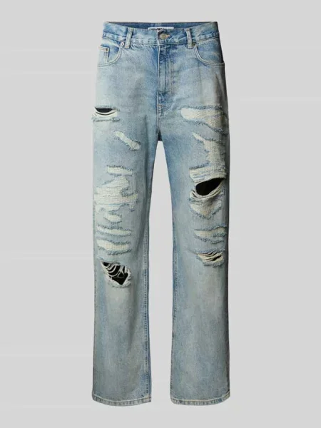 Jeansy o kroju baggy fit z przetarciami Review