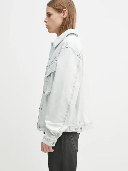 Marcelo Burlon kurtka jeansowa Bleach Denim Cargo Jacket Light Blue No przejściowa niebieski
