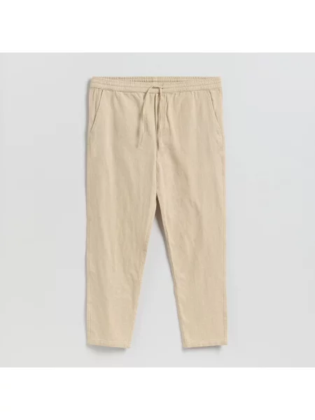 Reserved Kalhoty jogger se lnem béžová