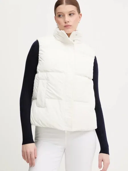 Lacoste vestă de puf de iarnă alb