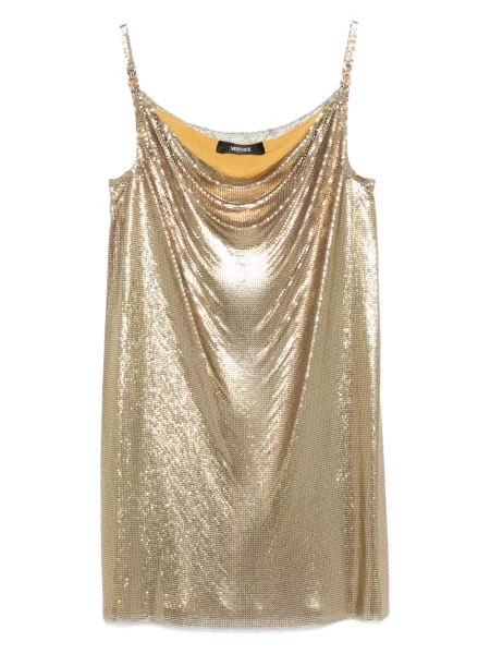 Rochie Versace cu decolteu în V de costum auriu