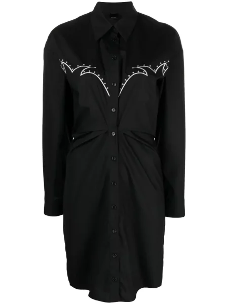 Rochie tip cămașă Pinko cu broderie de costum negru