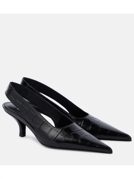 Pantofi cu toc Toteme din piele slingback negru