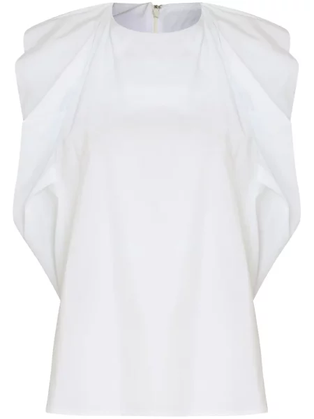 Bluză Gloria Coelho fără mâneci plisată alb