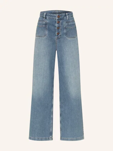 Jeansy Mos Mosh z naszywanymi kieszeniami niebieskie