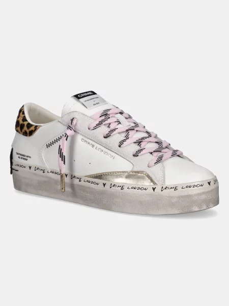 Кожени маратонки Crime London DISTRESSED бяло