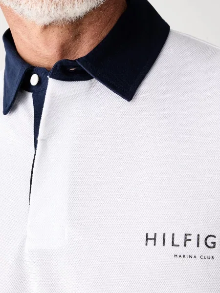 Tommy Hilfiger тениска с яка мъжка с бяло