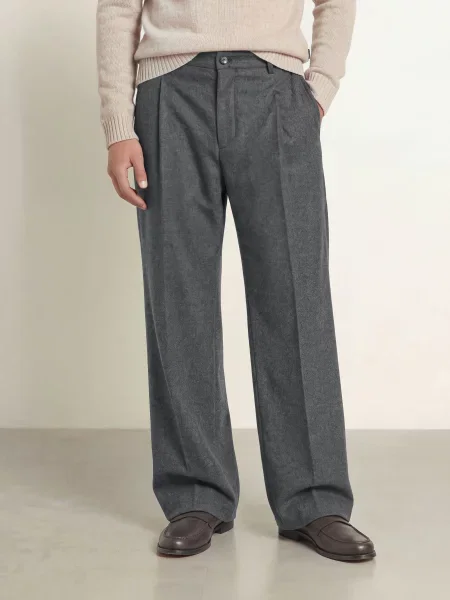 Strellson Flanelové Kalhoty Jarod Loose Fit tmavě šedá