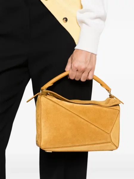 Geantă shopper Loewe din piele de căprioară galben