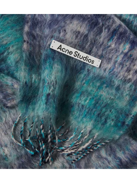 Fular Acne Studios cu franjuri de lână albastru