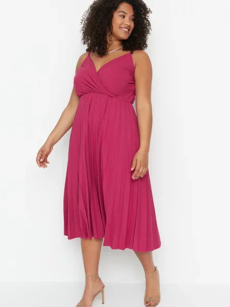 Midi obleka Trendyol rdeča