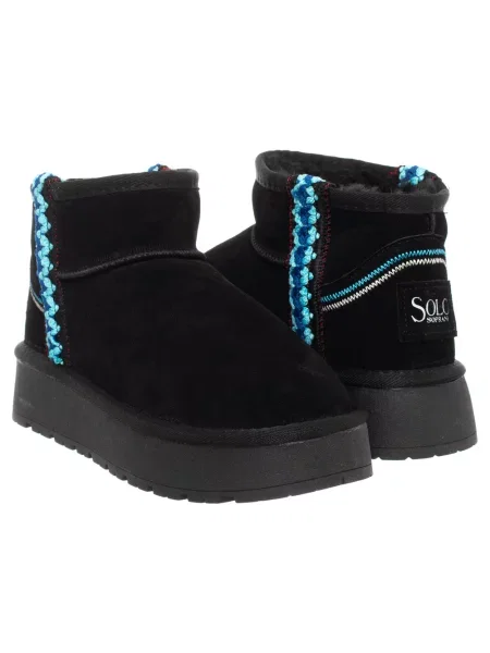 Botine Solo Soprani Couture din piele negru