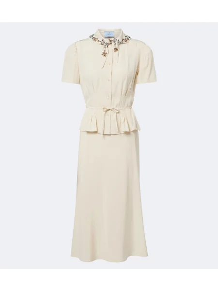 Rochie midi Prada de mătase bej