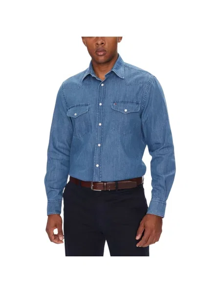 Ușor cămașă din denim Tommy Hilfiger albastru